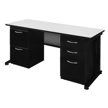 Regency Fusion Double Pedestal Desks, 24 D X 29 H, 60 W X Wood, Metal, White MDP6024WH